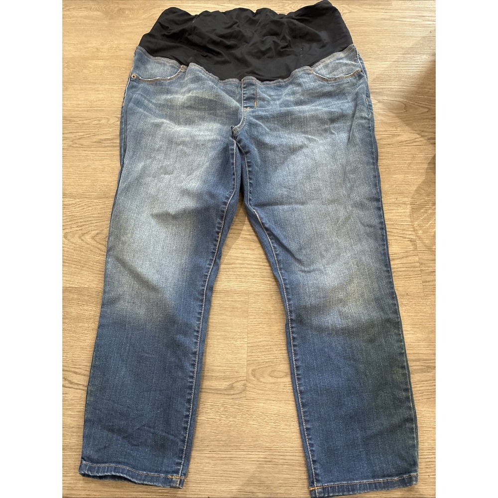 Isabel Maternity Women Size 18 Jeans Skinny Entubado Over Belly Pull On Jegging